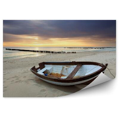 Fototapeta Loď na krásné pláži při východu slunce