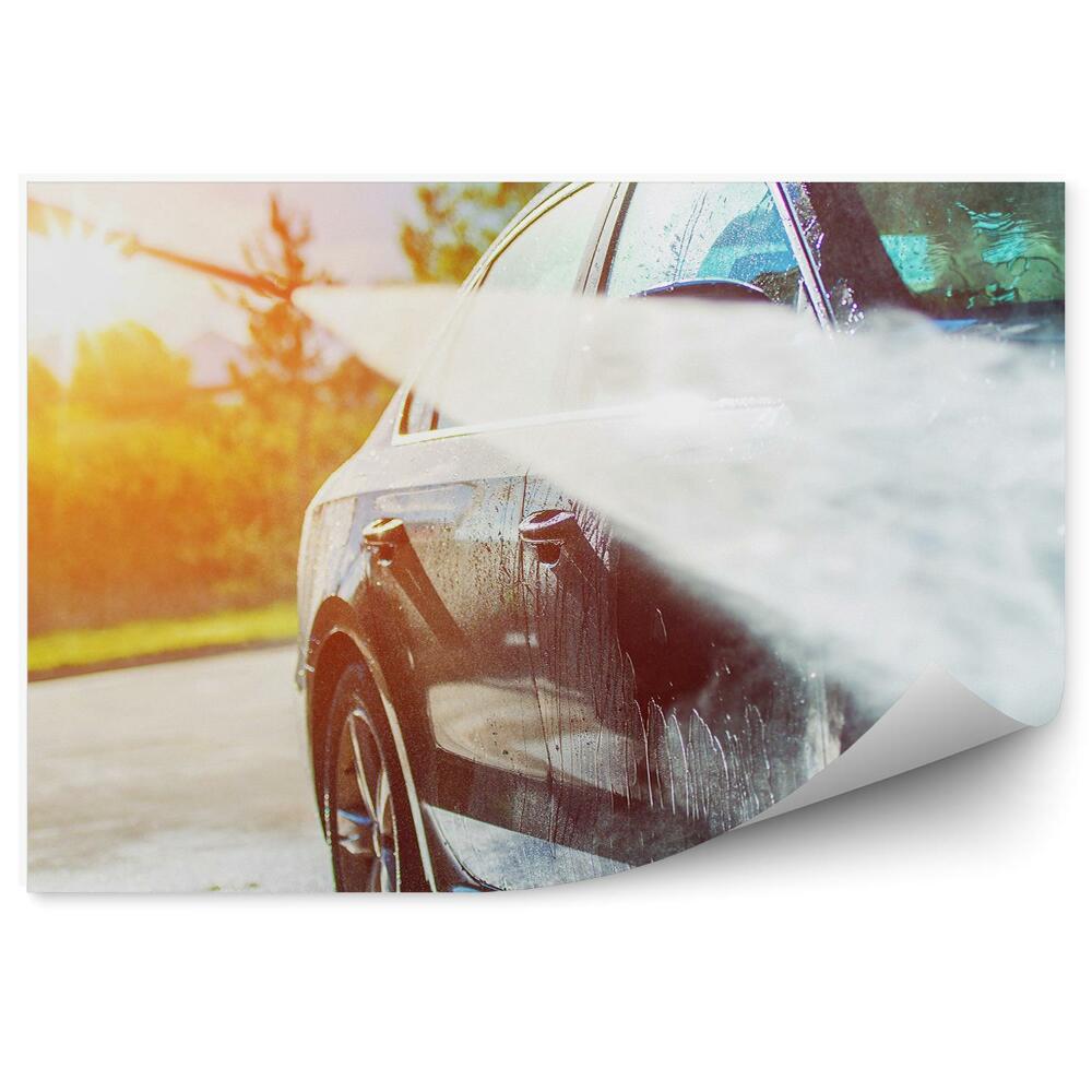 Fototapeta Mytí auta černé auto voda