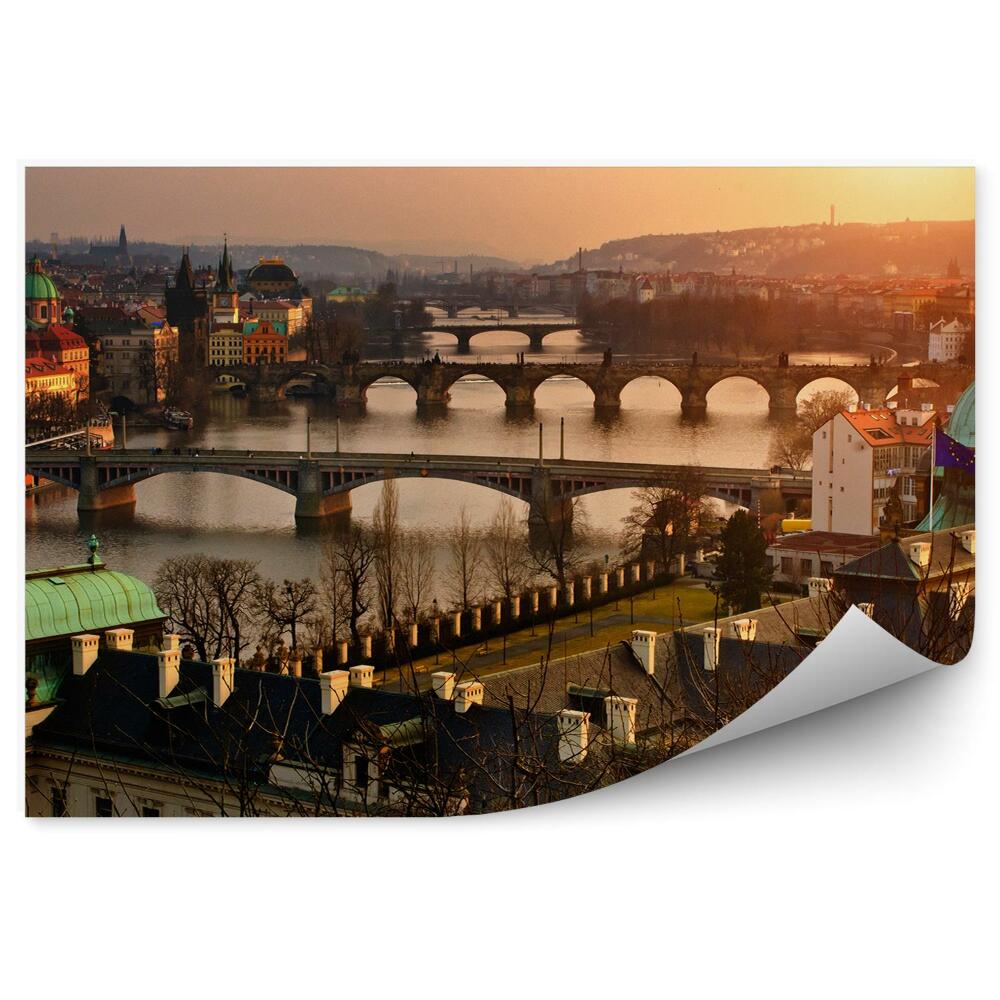 Fototapeta na zeď Karlův most Praha panorama města stromy budovy
