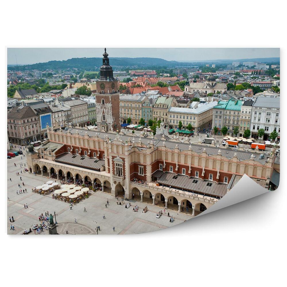 Samolepící fototapeta Staroměstské náměstí Krakov pohled z ptačí perspektivy budovy uličky lidé