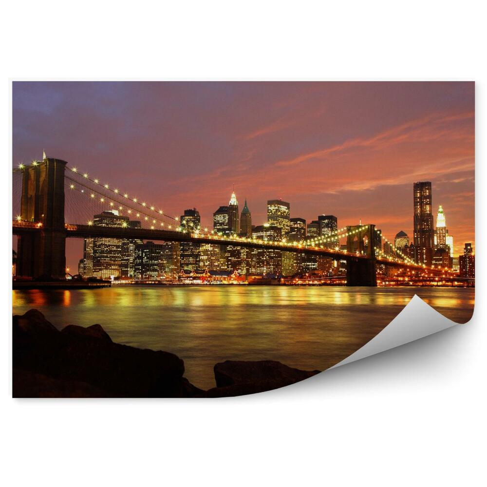 Samolepící fototapeta Panorama města Brooklyn bridge v noci