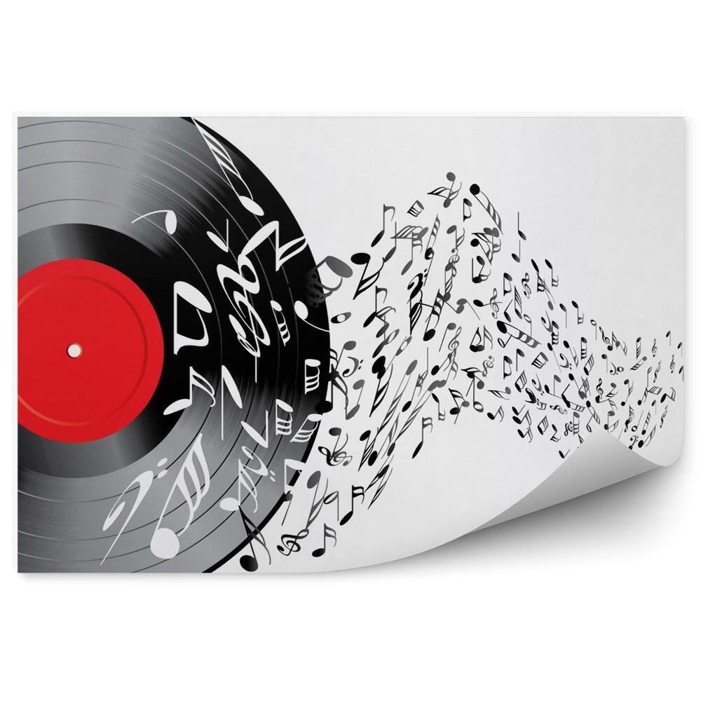 Samolepící fototapeta Vinylová deska a noty