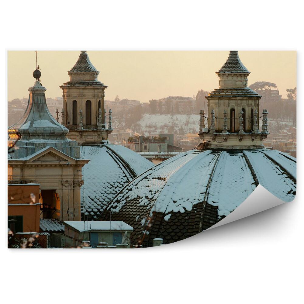 Fototapeta Kostelní kopule pokryté sněhem Řím