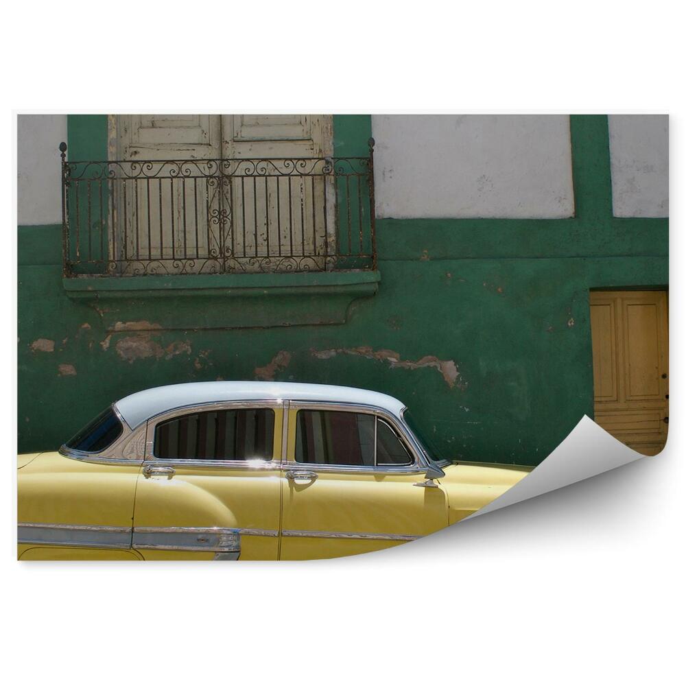 Samolepící fototapeta Kuba žluté auto budova