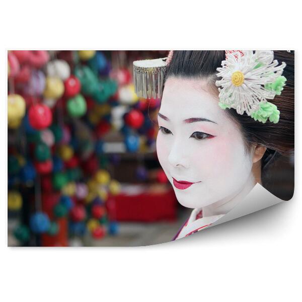 Fototapeta na zeď Portrét gejši fialové kimono Japonsko