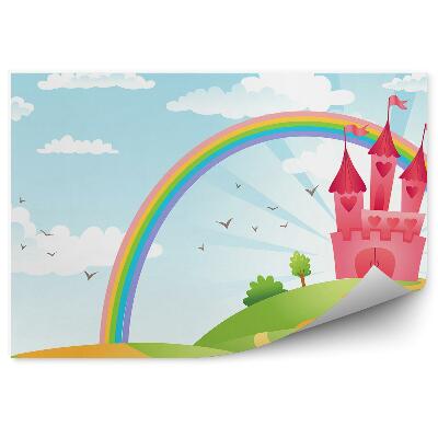 Samolepící fototapeta Barevná duhová cesta k hradu obloha mraky