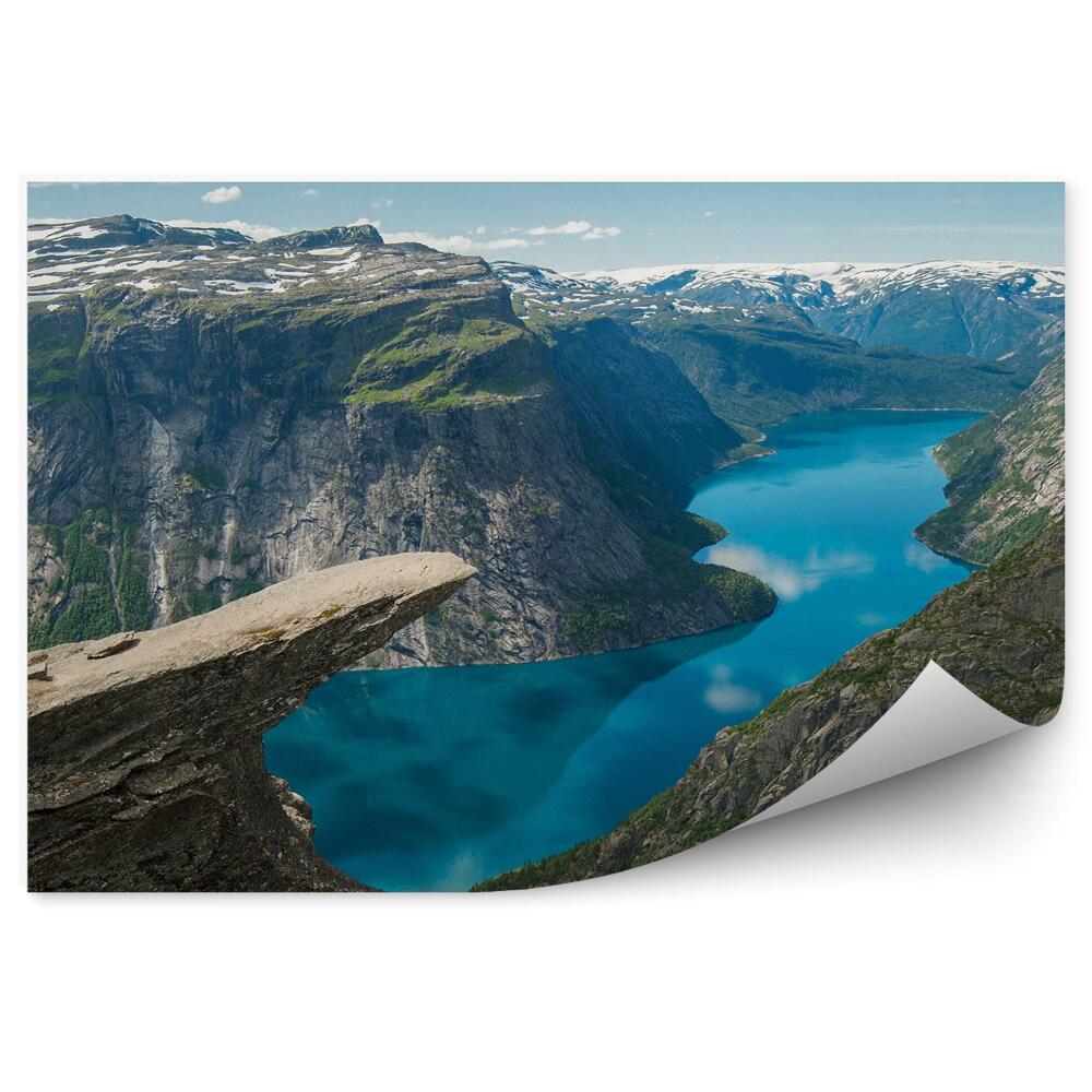 Samolepící fototapeta Norsko skály hory tráva řeka