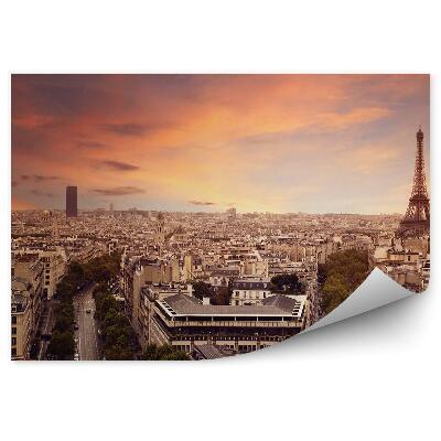 Fototapeta Eiffelova věž ulice budovy lucerny stromy nebe