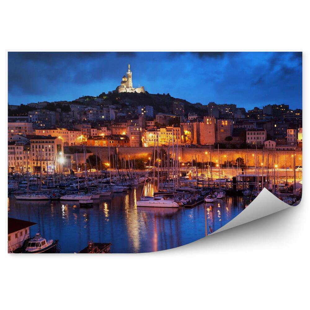 Fototapeta na zeď Panorama Marseille Francie v nočním přístavu