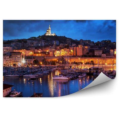 Fototapeta na zeď Panorama Marseille Francie v nočním přístavu