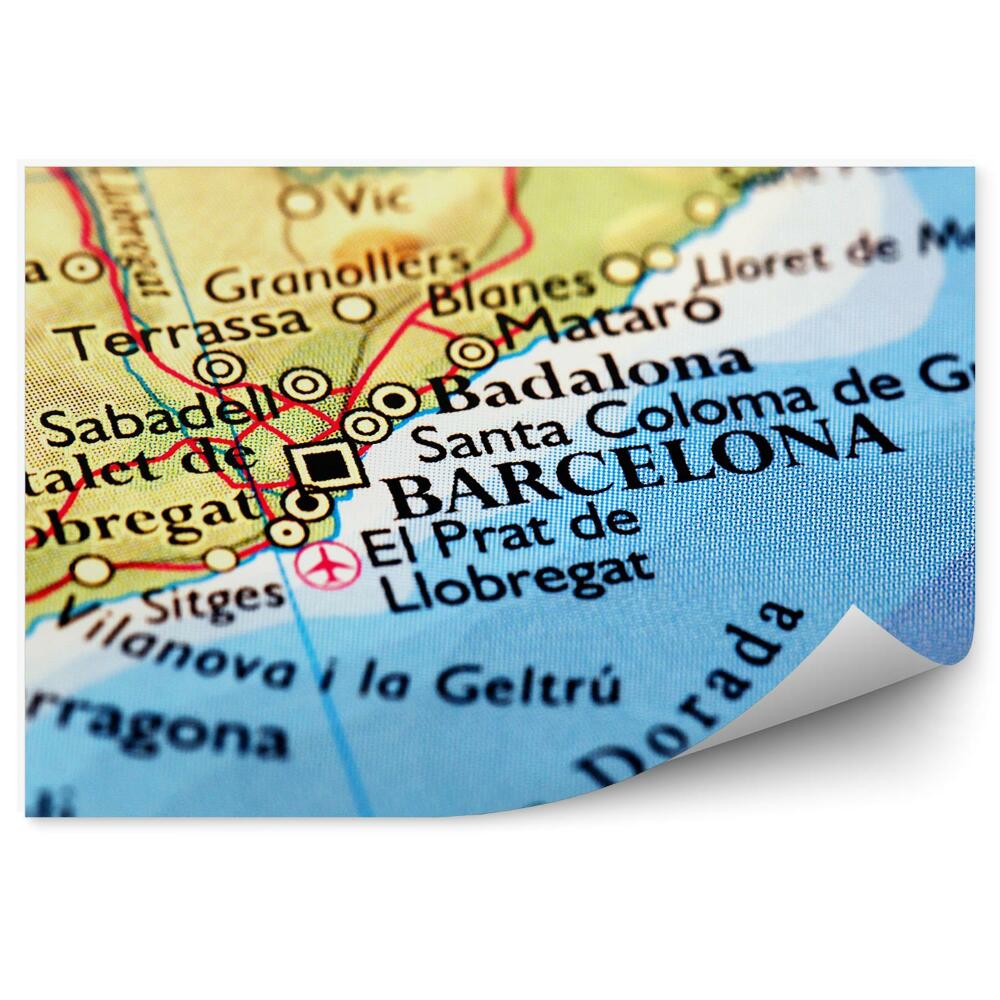 Samolepící fototapeta Materiál mapy Španělsko Barcelona