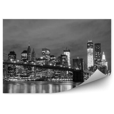 Fototapeta na zeď Brooklynský most a panorama manhattanu v noci new york city