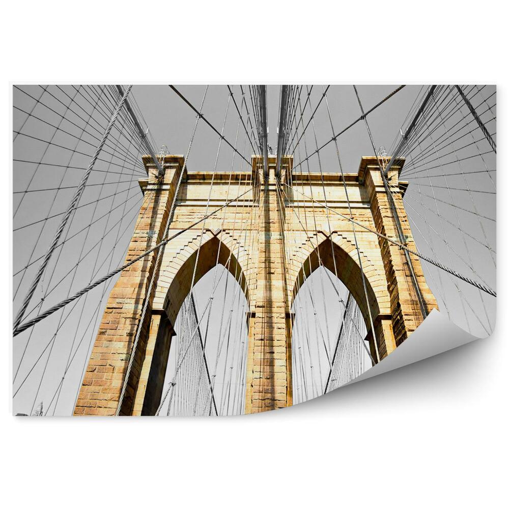 Fototapeta na zeď Brooklynský most New York zblízka na lanech