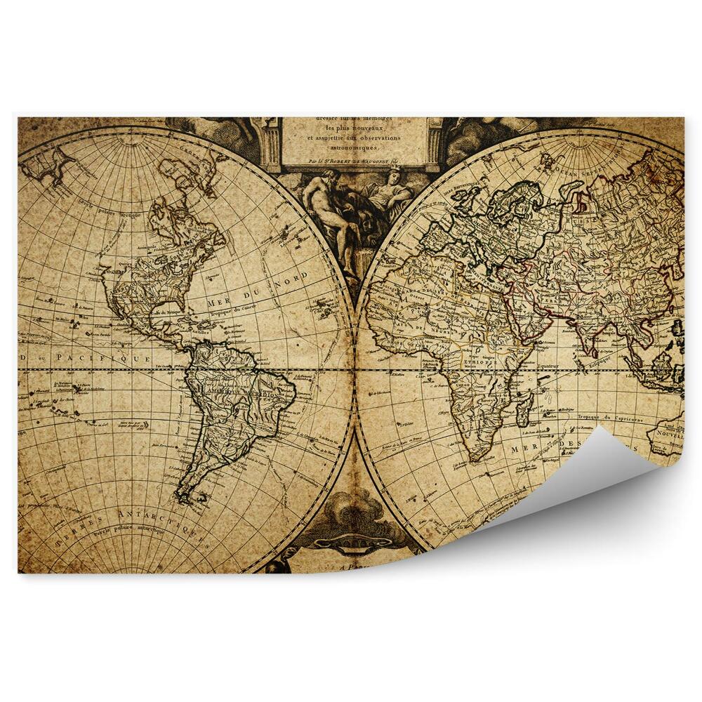Fototapeta Stará mapa světa 1752 retro vintage