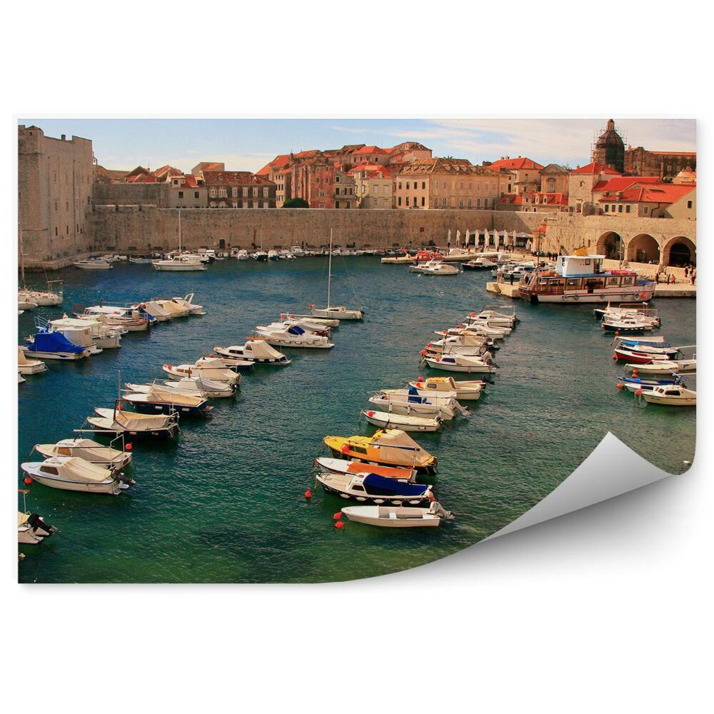 Fototapeta na zeď Starý přístav lodě hradby město Dubrovník