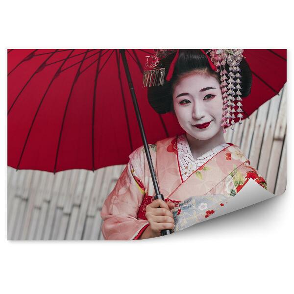 Samolepící fototapeta Město Japonsko žena gejša kimono deštník