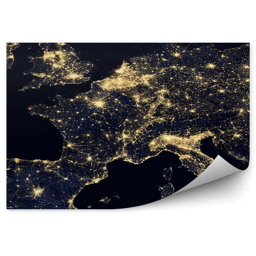 Fototapeta na zeď Mapa Evropy světlo noc záře země