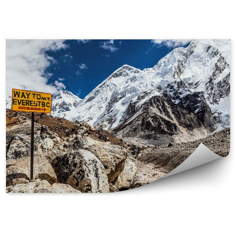 Samolepící fototapeta Mount Everest krajina hory sníh zima rozcestník nebe mraky