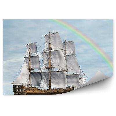 Fototapeta Stará obchodní loď prkenné plachty duha