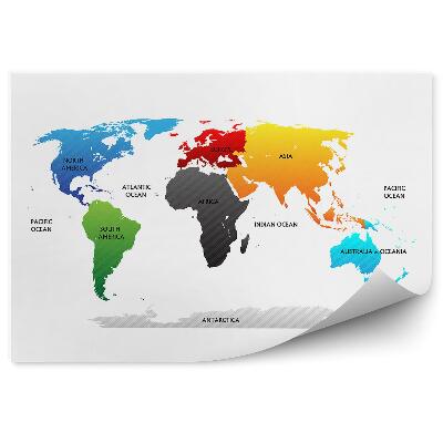 Fototapeta na zeď Mapa světa s vyznačenými kontinenty