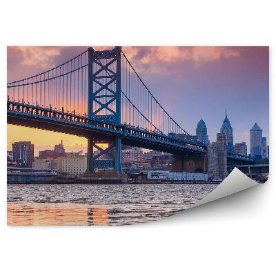 Samolepící fototapeta Městský říční most zatažená obloha