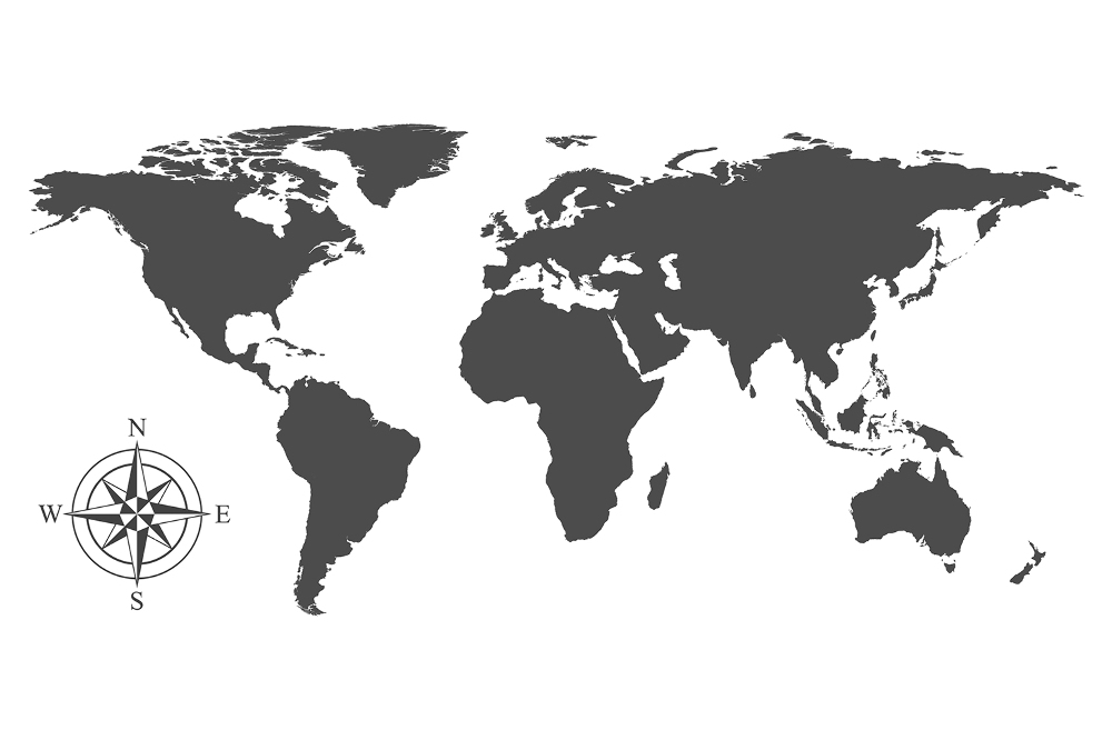 Fototapeta na zeď Černobílá mapa světa