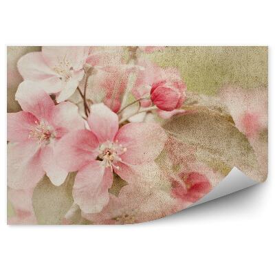 Fototapeta Růžové jablko květiny hnědé pozadí