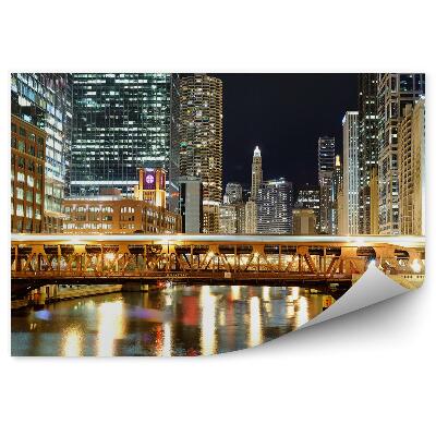 Tapeta na zeď Letecký pohled na centrum Chicaga mrakodrapy nebe světla oceán