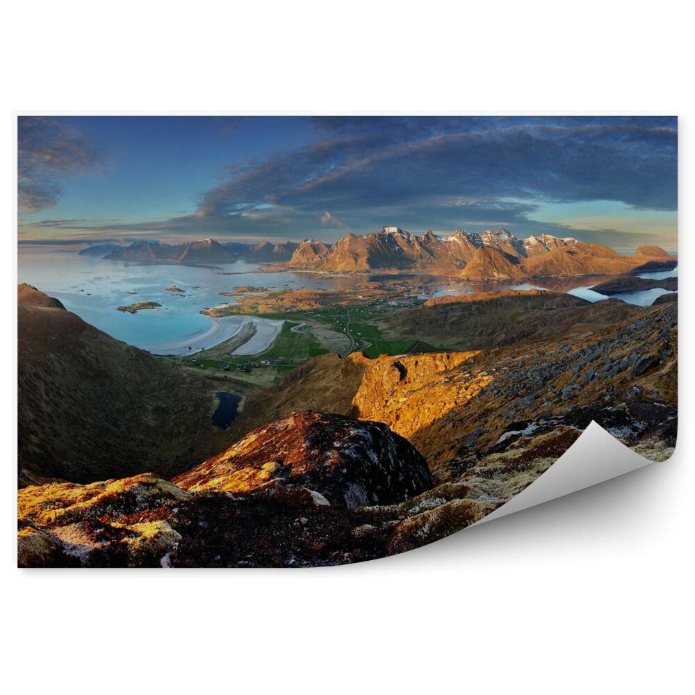 Samolepící fototapeta Panorama norské krajiny s oceánem a horami - Lofoty