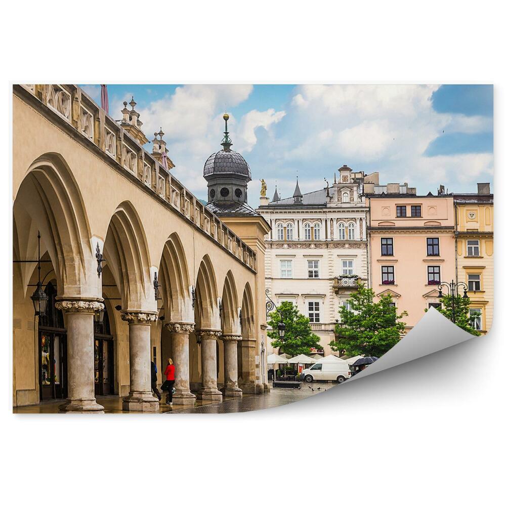 Tapeta Sukiennice budovy lidé lampy Krakov