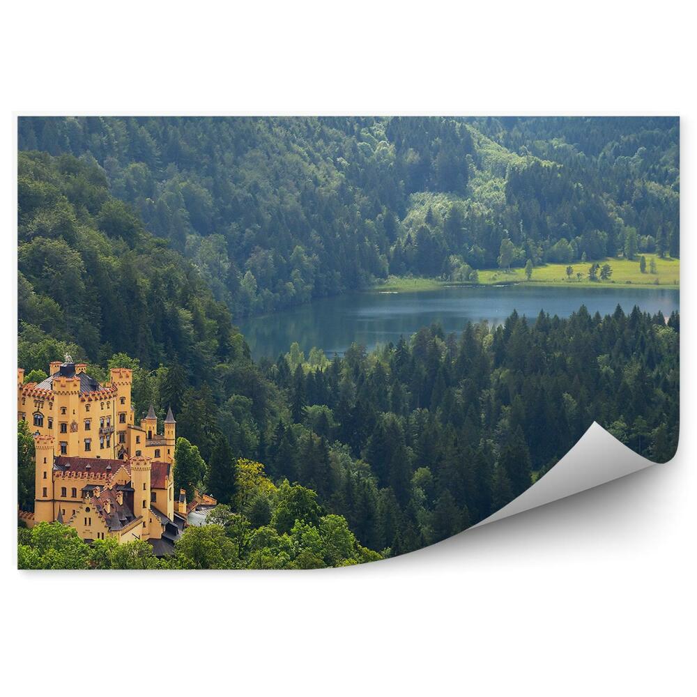 Fototapeta Zámek Hohenschwangau Bavorské Alpy jezero jehličnaté stromy hory