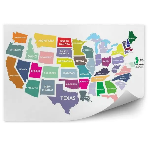 Samolepící fototapeta Mapa států v USA