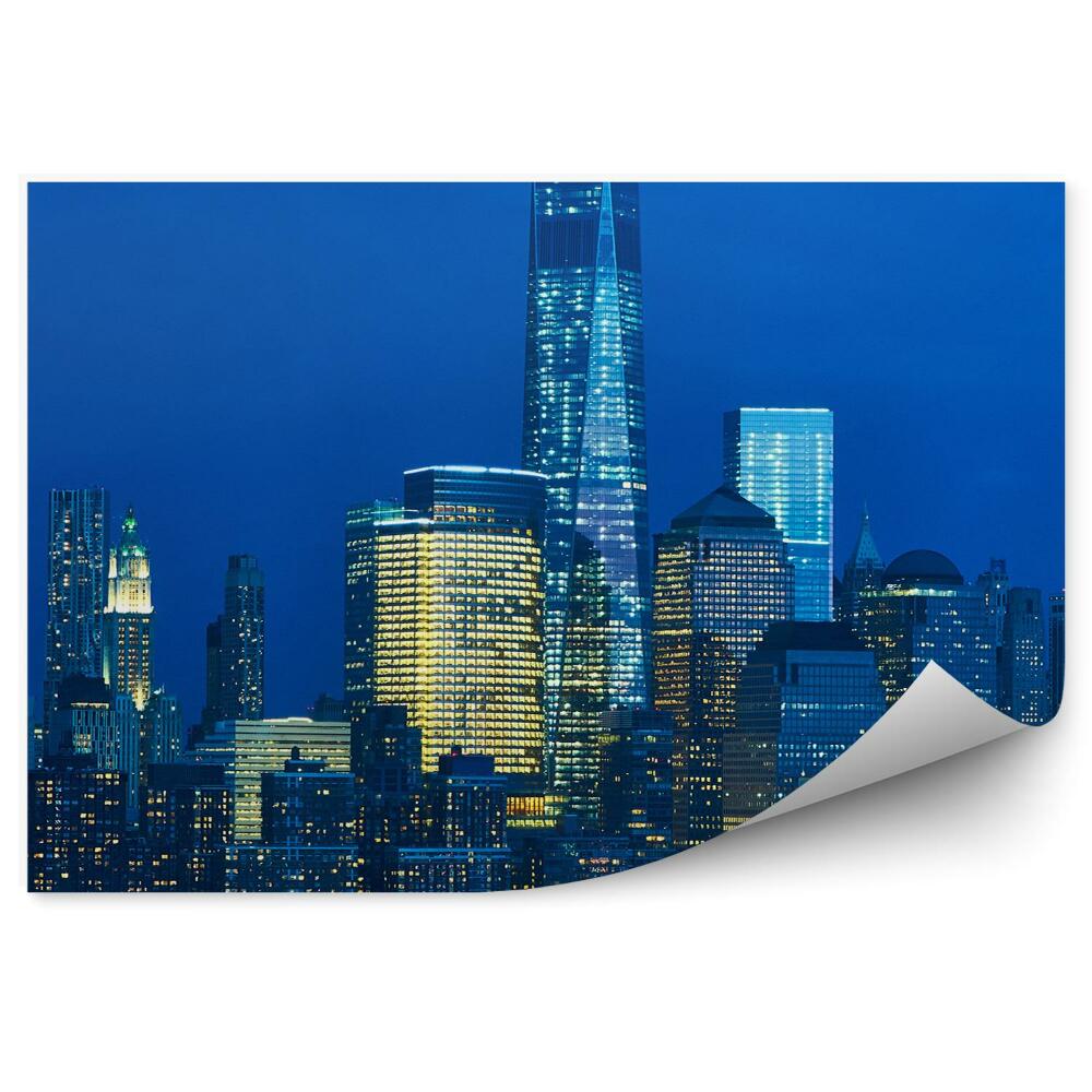 Samolepící fototapeta Manhattan mrakodrapy noční světlo