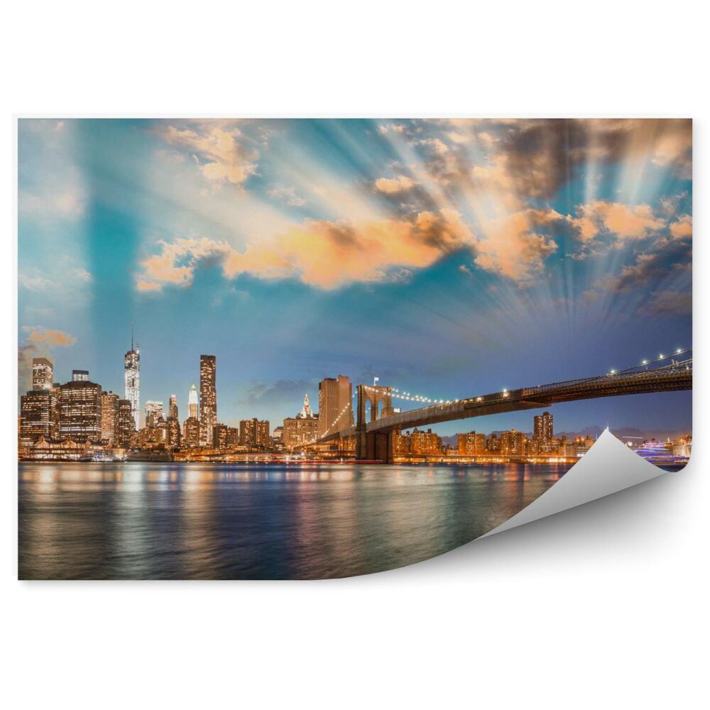 Fototapeta na zeď Panorama Brooklynského mostu a Manhattanu