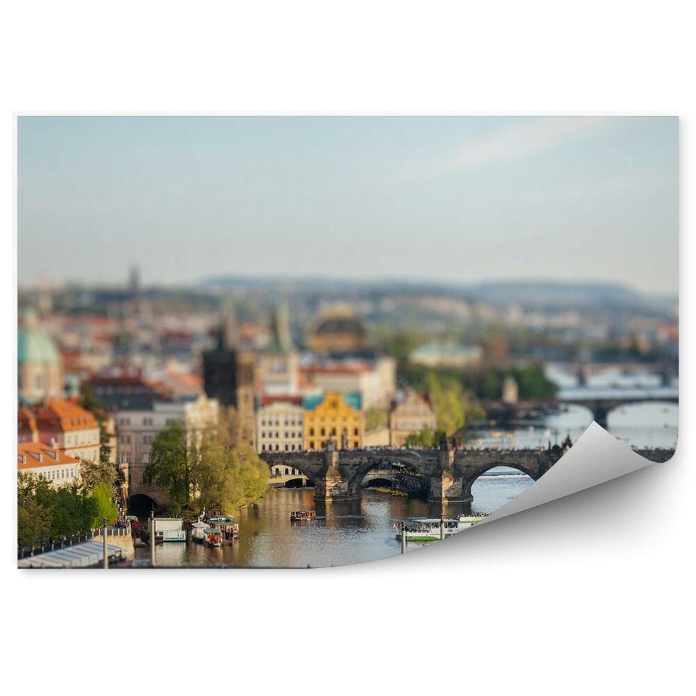 Fototapeta na zeď Panorama města Vltava most Praha trajekty lodě