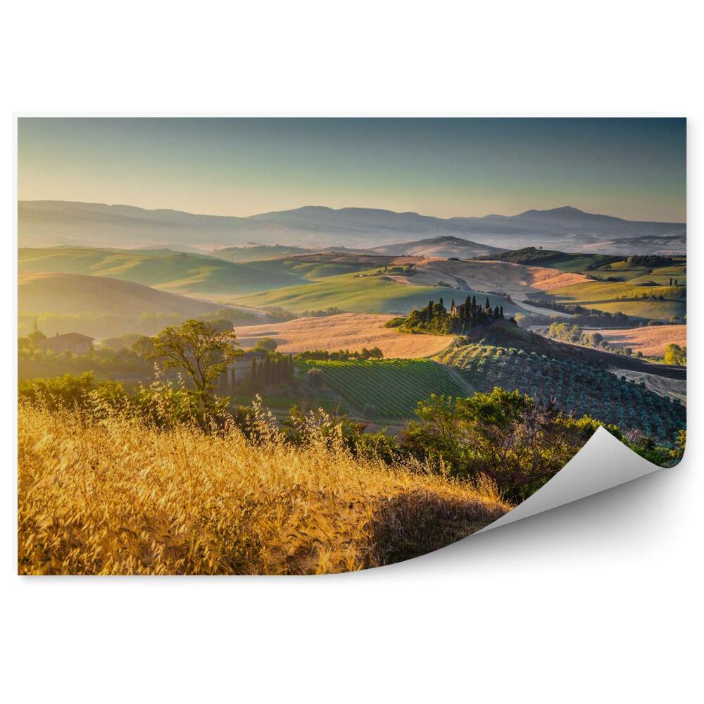 Fototapeta na zeď Toskánská krajina panorama východ slunce Val d'Orcia Itálie