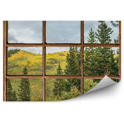 Samolepící fototapeta Vánoční stromek hory zelená vegetace za oknem