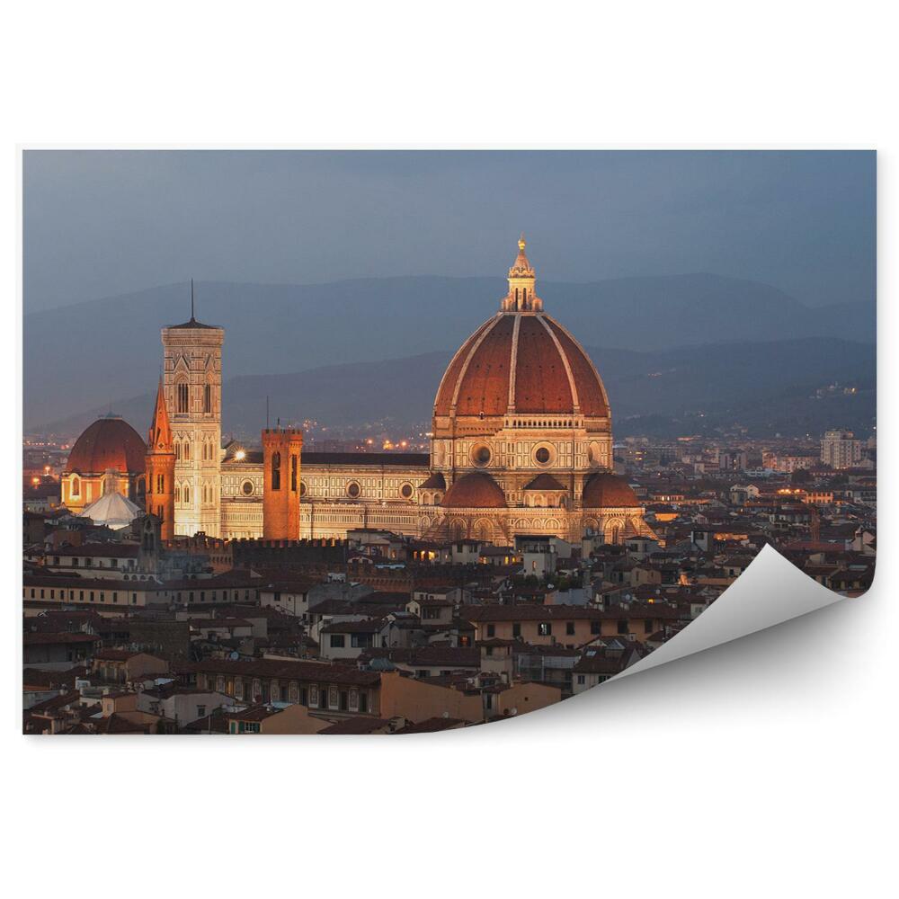 Fototapeta Florencie panorama budovy hory noční světlo