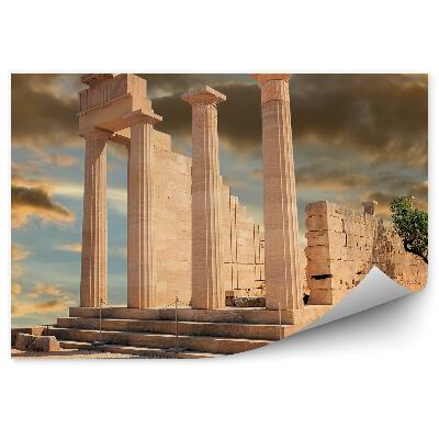 Samolepící fototapeta Sloup antické zříceniny zatažená obloha