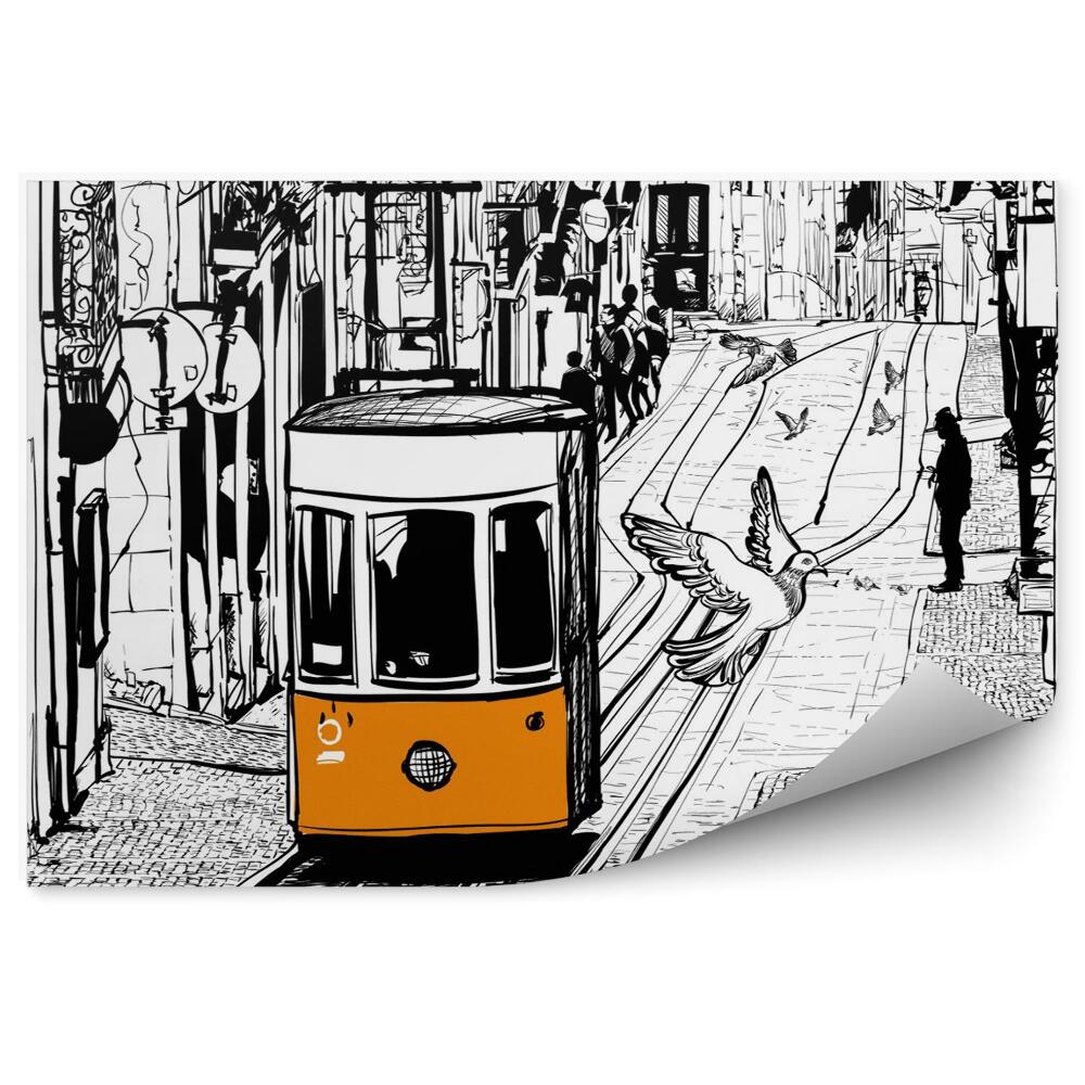 Samolepící fototapeta Tramvaje v Lisabonu poblíž náměstí Chiado