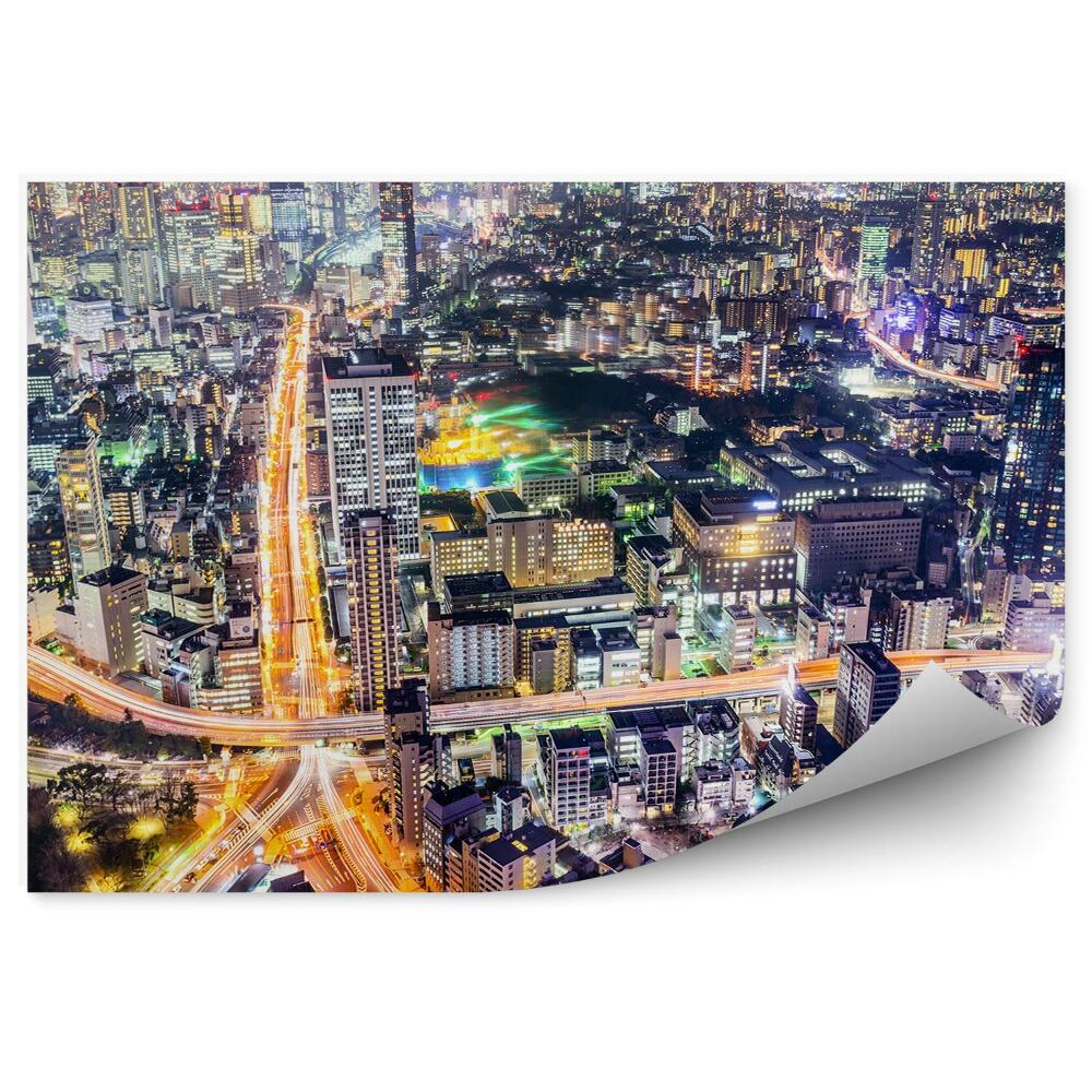 Samolepící fototapeta Noc světla panorama města Tokio