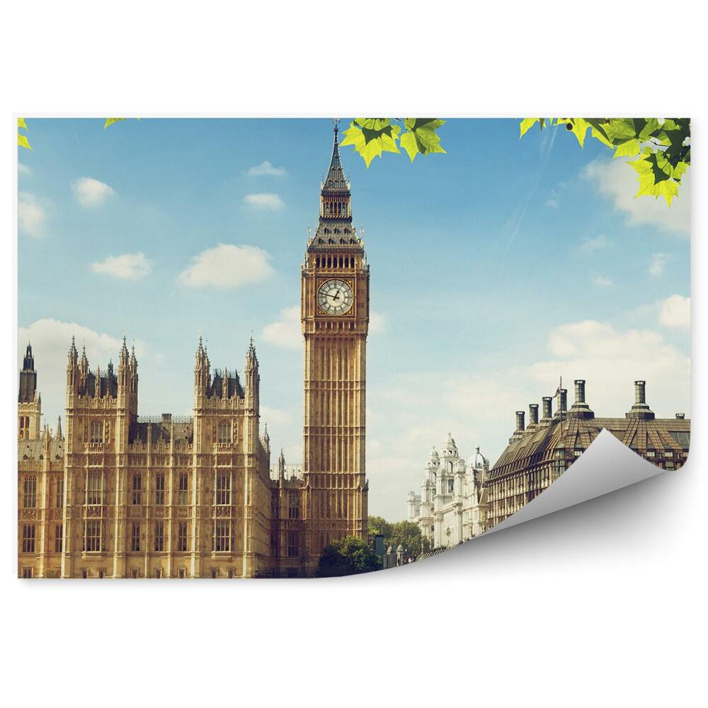 Fototapeta na zeď Westminster Palace Big Ben most tamiza Londýn mraky oblohy břečťan