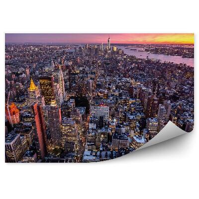 Fototapeta Letecký pohled New York západ slunce světla