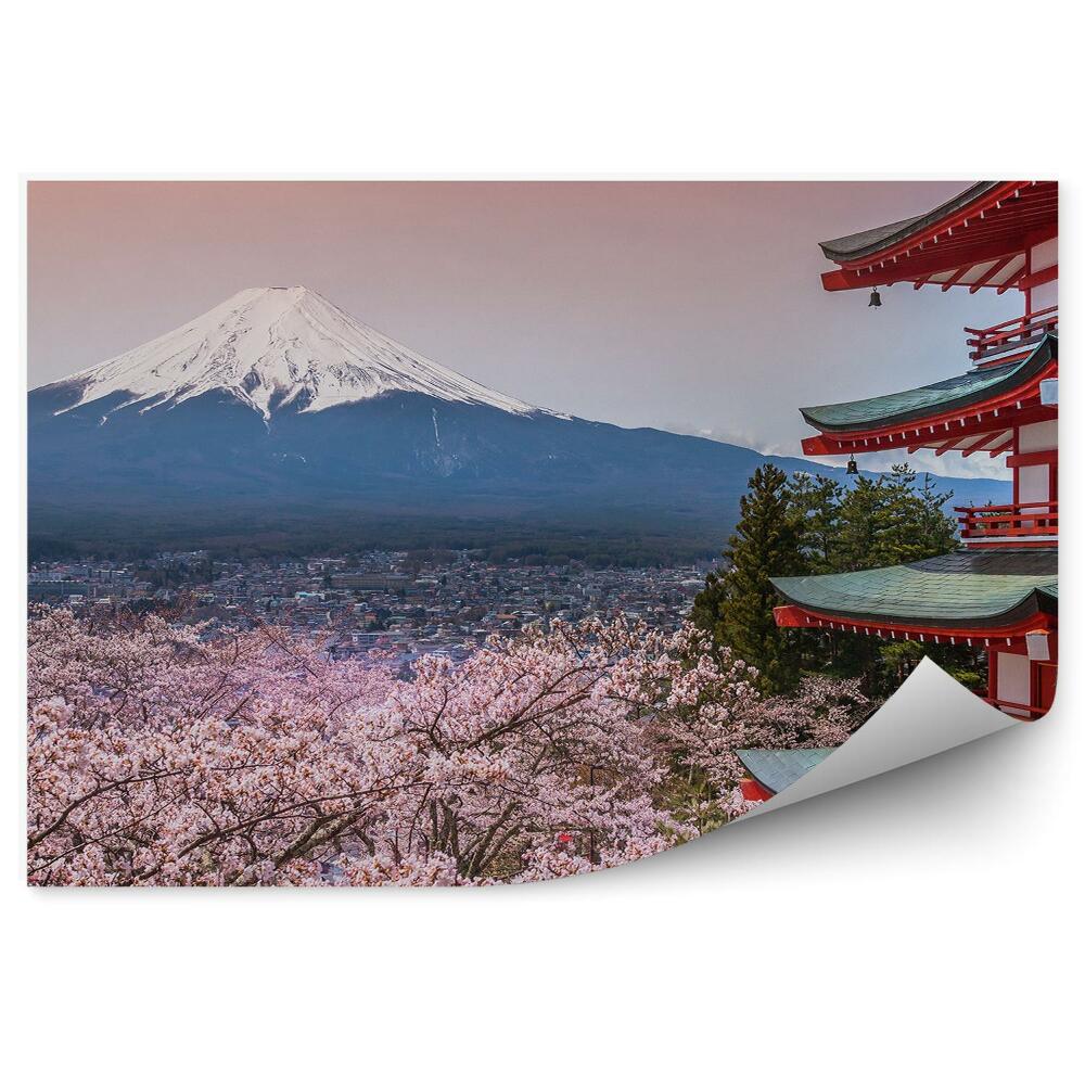 Fototapeta na zeď Hora Fudži Japonsko třešňové květy Pagoda