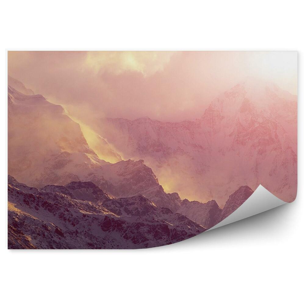 Samolepící fototapeta Západ slunce horská mlha