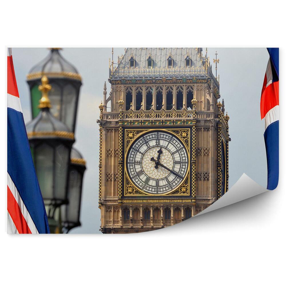 Fototapeta Big Ben vlajka Anglie lucerny Londýn