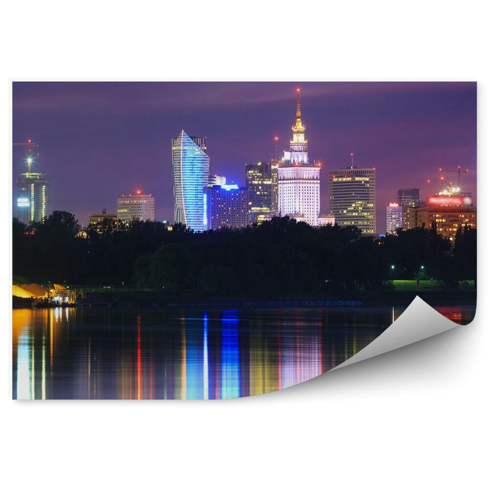 Samolepící fototapeta Varšava panorama město světla řeka Visla