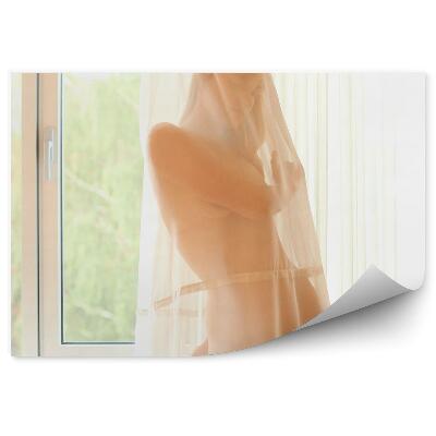 Samolepící fototapeta Nahá žena za závěsem sexy tělo