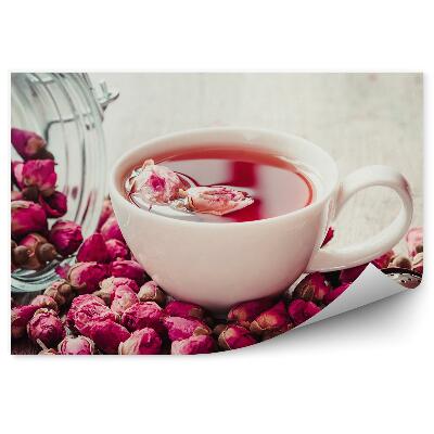 Tapeta Růžová poupata čajový šálek sítko sklenice