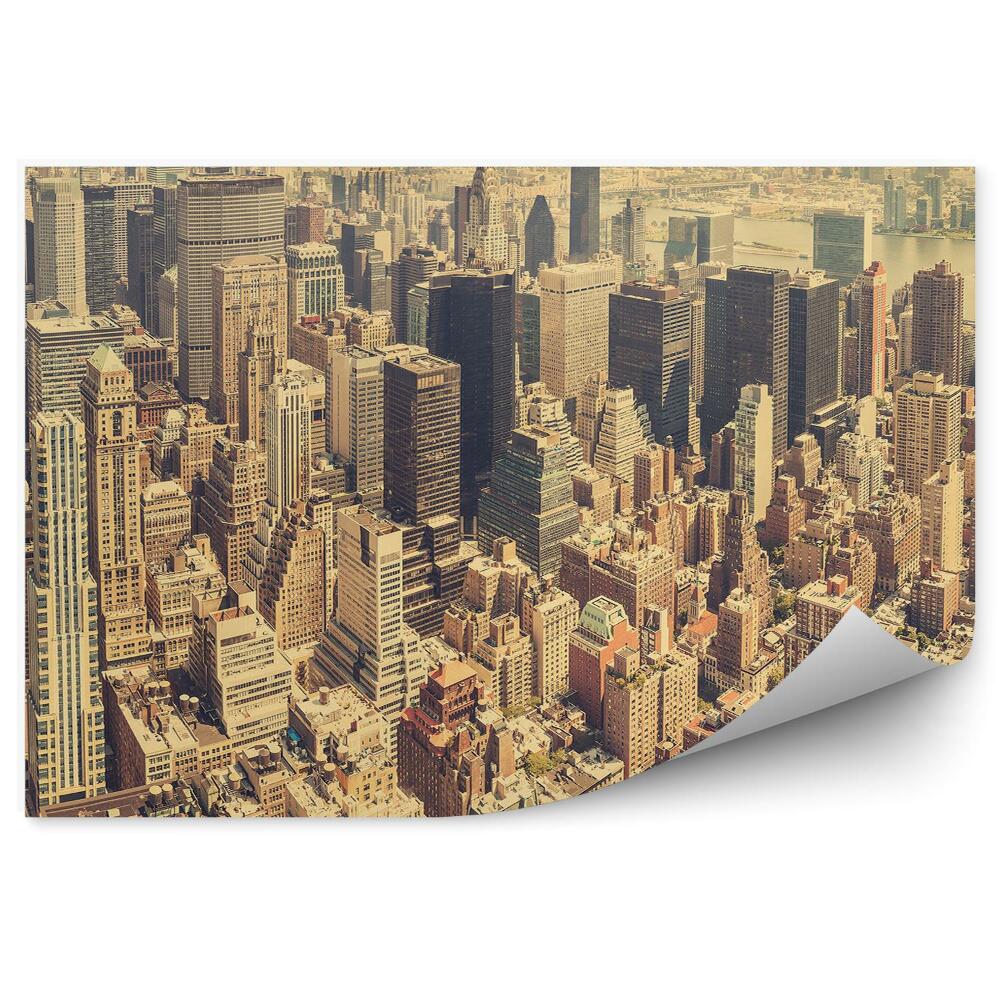 Fototapeta Manhattan pohled z ptačí perspektivy New York retro